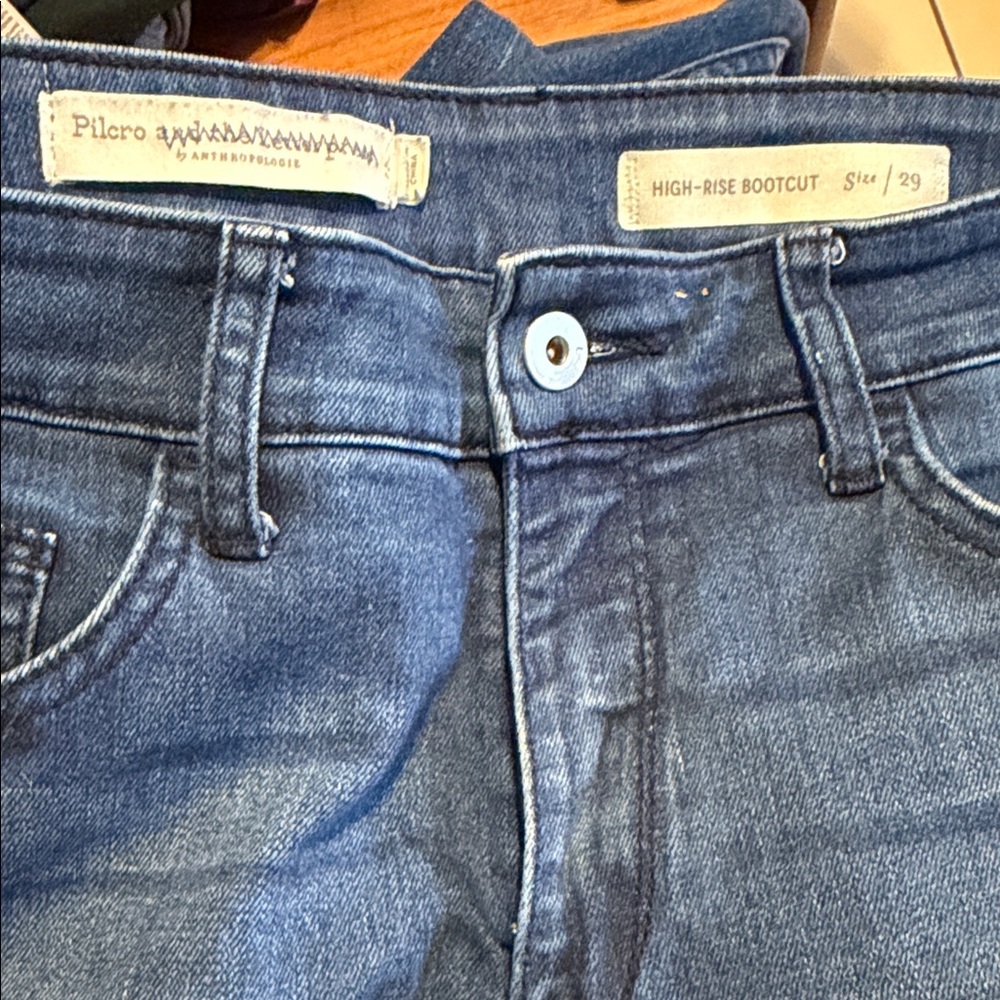 Anthropologie Pilcro High-Rise Bootcut Jeans in Dark Blue
